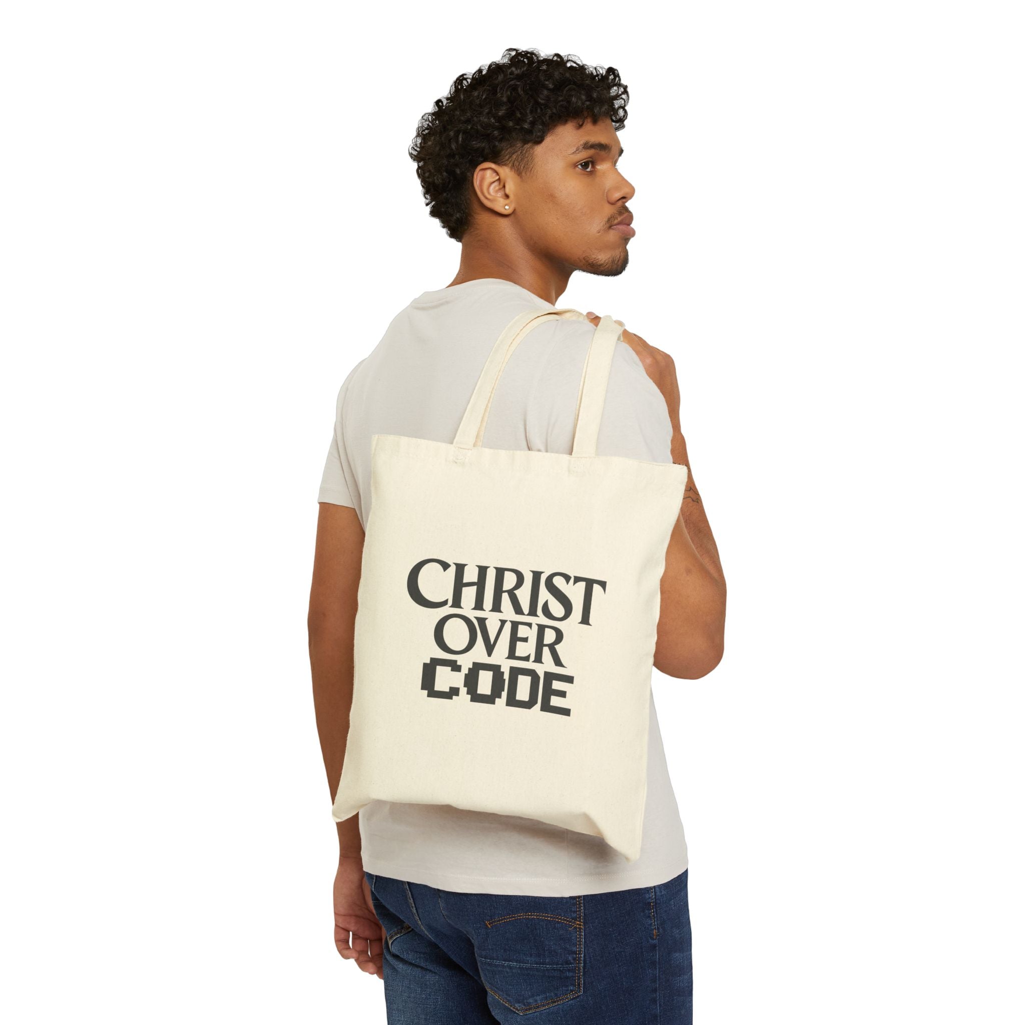 Christ over Code Cotton Canvas Tote Bag