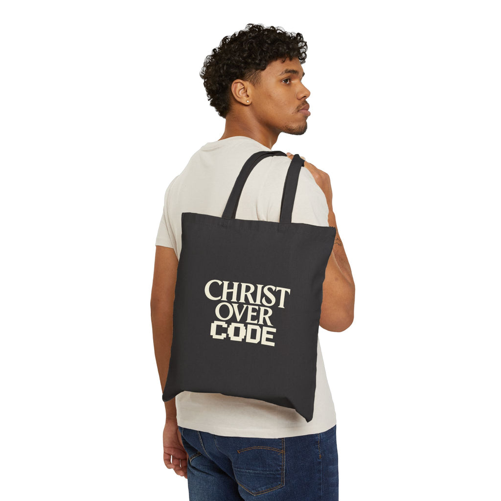 Christ over Code Cotton Canvas Tote Bag