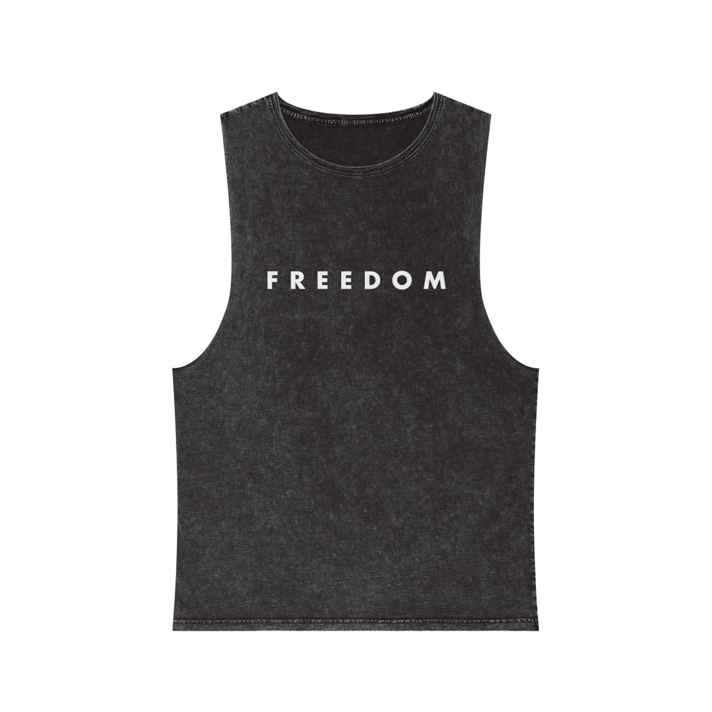 Freedom Stonewash Tank Top - Black
