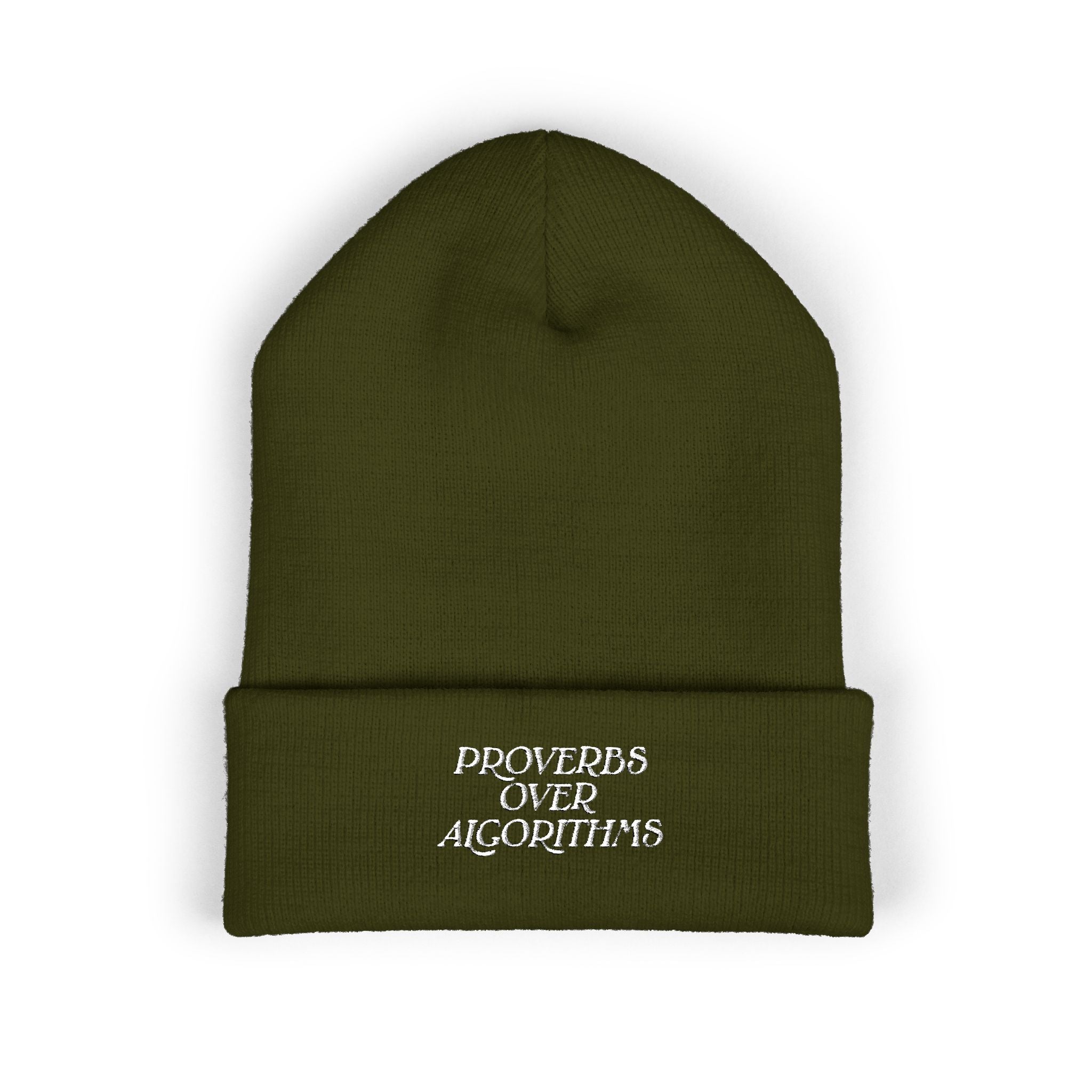 Proverbs Over Algorithms Knit Hat