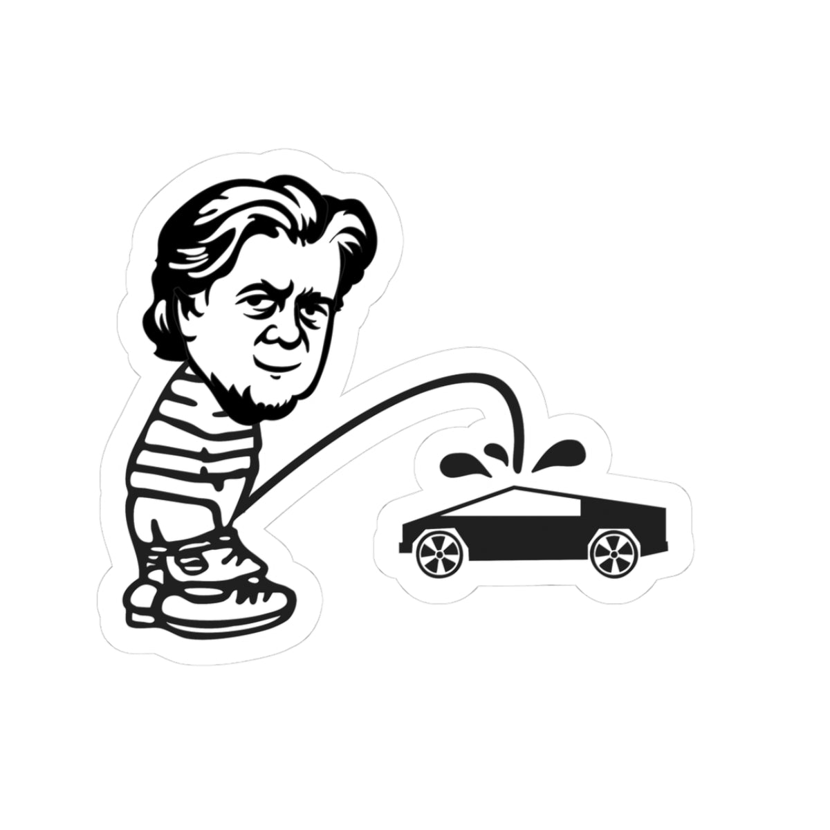 Bannon Peeing on Cybertruck Vinyl Sticker