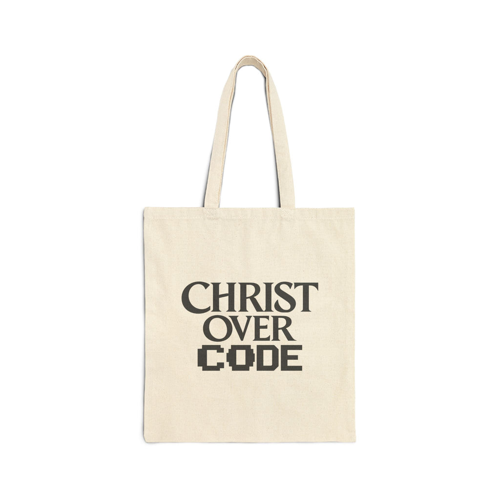 Christ over Code Cotton Canvas Tote Bag
