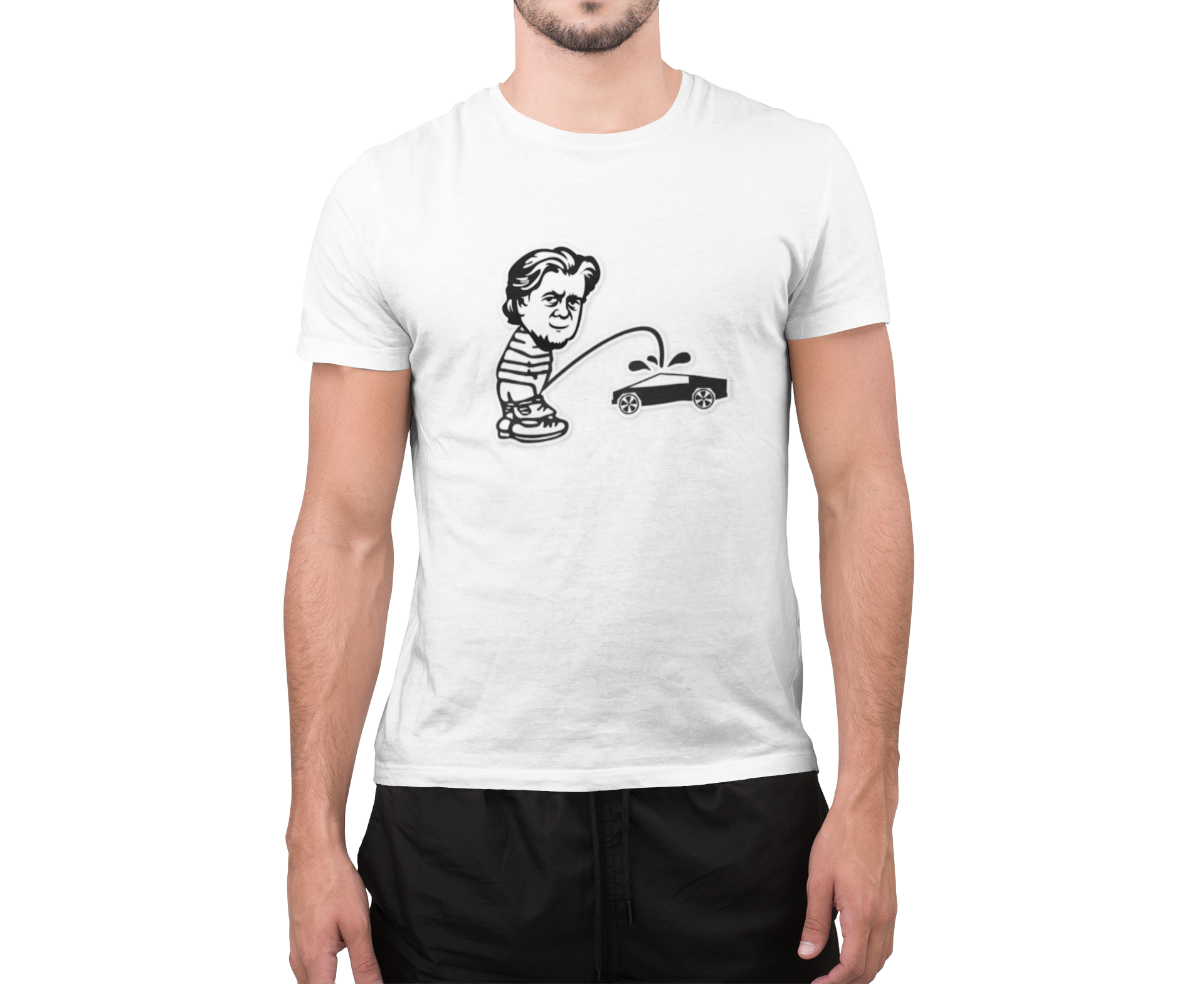 Bannon Peeing on Cybertruck Men's Tee