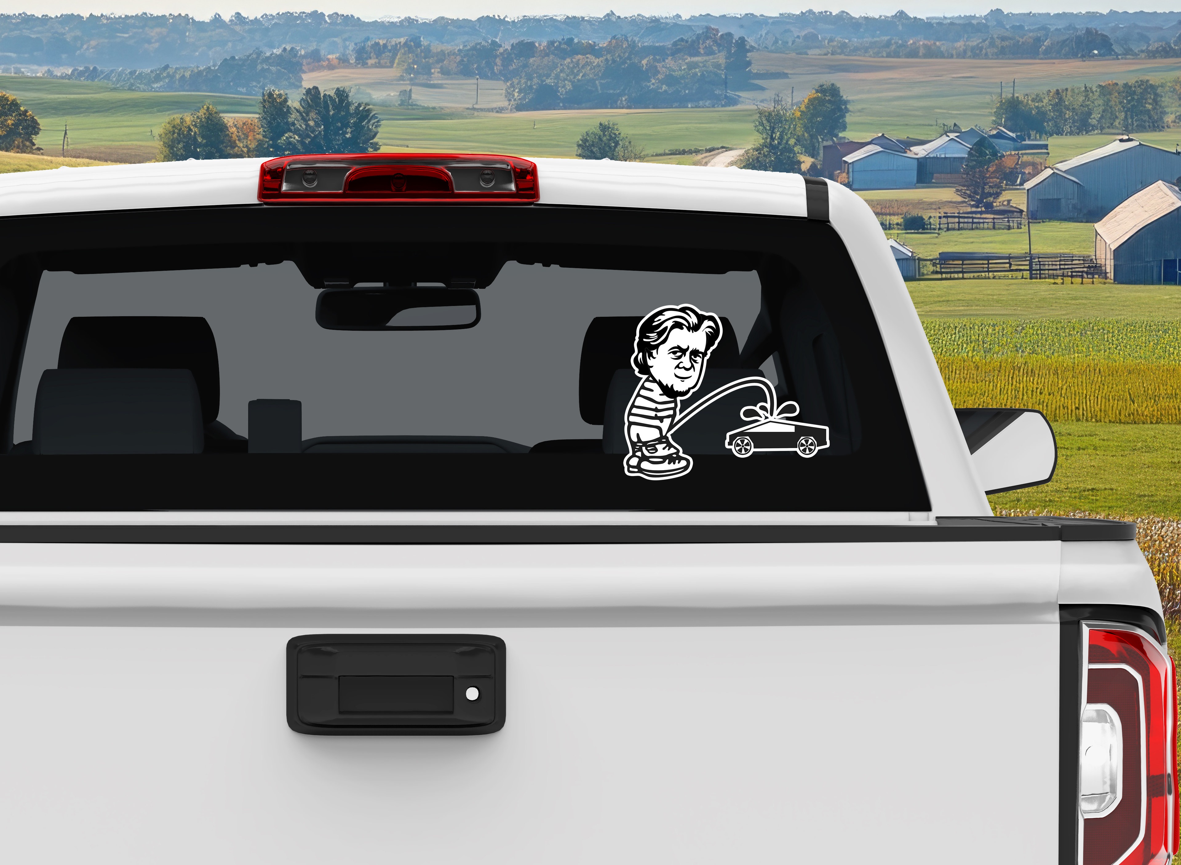 Bannon Peeing on Cybertruck Vinyl Sticker