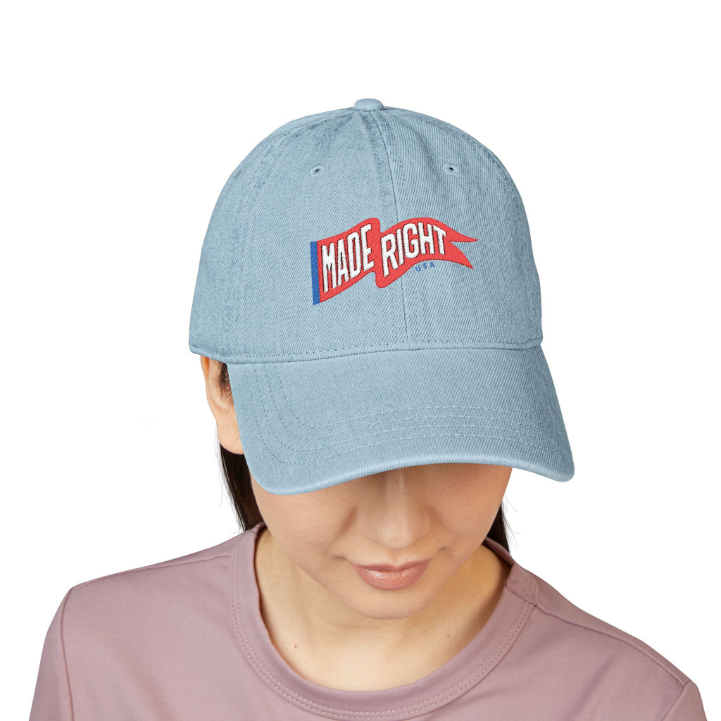 Made Right Embroidered Denim Hat - Casual Summer Accessory, Gift for Friends, Stylish Outfit, Everyday Wear, Unique Headwear